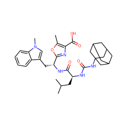 Cc1oc([C@@H](Cc2cn(C)c3ccccc23)NC(=O)[C@H](CC(C)C)NC(=O)NC23CC4CC(CC(C4)C2)C3)nc1C(=O)O ZINC000028091046