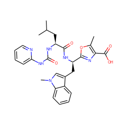 Cc1oc([C@@H](Cc2cn(C)c3ccccc23)NC(=O)[C@H](CC(C)C)NC(=O)Nc2ccccn2)nc1C(=O)O ZINC000028090332