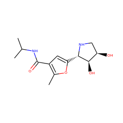 Cc1oc([C@@H]2NC[C@@H](O)[C@H]2O)cc1C(=O)NC(C)C ZINC000013817042