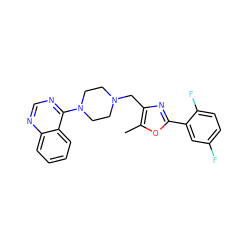 Cc1oc(-c2cc(F)ccc2F)nc1CN1CCN(c2ncnc3ccccc23)CC1 ZINC000055385721