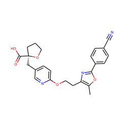 Cc1oc(-c2ccc(C#N)cc2)nc1CCOc1ccc(C[C@]2(C(=O)O)CCCO2)cn1 ZINC000034717820