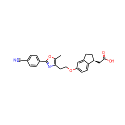 Cc1oc(-c2ccc(C#N)cc2)nc1CCOc1ccc2c(c1)CC[C@H]2CC(=O)O ZINC000028951958