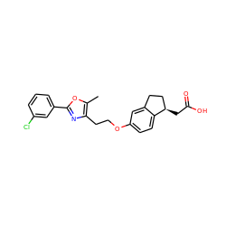 Cc1oc(-c2cccc(Cl)c2)nc1CCOc1ccc2c(c1)CC[C@H]2CC(=O)O ZINC000028951962