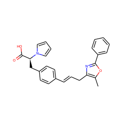 Cc1oc(-c2ccccc2)nc1C/C=C/c1ccc(C[C@@H](C(=O)O)n2cccc2)cc1 ZINC000040915578