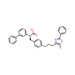 Cc1oc(-c2ccccc2)nc1CCCc1ccc(C[C@H](C(=O)O)c2cccc(-c3ccccc3)c2)cc1 ZINC000034359717