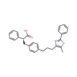 Cc1oc(-c2ccccc2)nc1CCCc1ccc(C[C@H](C(=O)O)c2ccccc2)cc1 ZINC000034297504