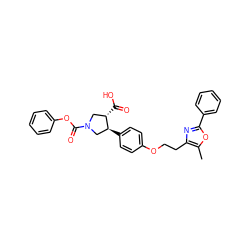 Cc1oc(-c2ccccc2)nc1CCOc1ccc([C@H]2CN(C(=O)Oc3ccccc3)C[C@@H]2C(=O)O)cc1 ZINC000200618801