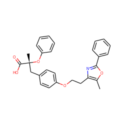 Cc1oc(-c2ccccc2)nc1CCOc1ccc(C[C@@](C)(Oc2ccccc2)C(=O)O)cc1 ZINC000012358524