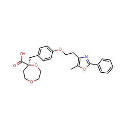 Cc1oc(-c2ccccc2)nc1CCOc1ccc(C[C@@]2(C(=O)O)CCOCCO2)cc1 ZINC000103178213