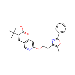 Cc1oc(-c2ccccc2)nc1CCOc1ccc(C[C@@H](C(=O)O)C(C)(C)C)cn1 ZINC000038151289