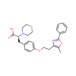 Cc1oc(-c2ccccc2)nc1CCOc1ccc(C[C@@H](C(=O)O)N2CCOCC2)cc1 ZINC000026838000