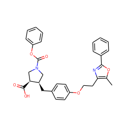 Cc1oc(-c2ccccc2)nc1CCOc1ccc(C[C@@H]2CN(C(=O)Oc3ccccc3)C[C@@H]2C(=O)O)cc1 ZINC000137944166