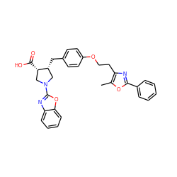 Cc1oc(-c2ccccc2)nc1CCOc1ccc(C[C@@H]2CN(c3nc4ccccc4o3)C[C@@H]2C(=O)O)cc1 ZINC000200619394