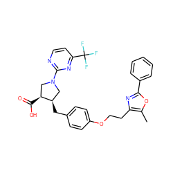 Cc1oc(-c2ccccc2)nc1CCOc1ccc(C[C@@H]2CN(c3nccc(C(F)(F)F)n3)C[C@@H]2C(=O)O)cc1 ZINC000029044943