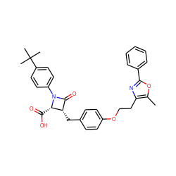 Cc1oc(-c2ccccc2)nc1CCOc1ccc(C[C@H]2C(=O)N(c3ccc(C(C)(C)C)cc3)[C@H]2C(=O)O)cc1 ZINC000029126529