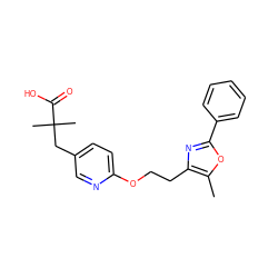 Cc1oc(-c2ccccc2)nc1CCOc1ccc(CC(C)(C)C(=O)O)cn1 ZINC000034717743