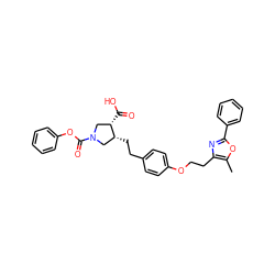 Cc1oc(-c2ccccc2)nc1CCOc1ccc(CC[C@@H]2CN(C(=O)Oc3ccccc3)C[C@@H]2C(=O)O)cc1 ZINC000135715432