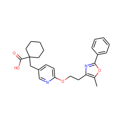 Cc1oc(-c2ccccc2)nc1CCOc1ccc(CC2(C(=O)O)CCCCC2)cn1 ZINC000034717764