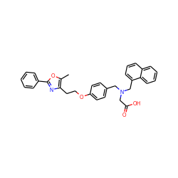 Cc1oc(-c2ccccc2)nc1CCOc1ccc(CN(CC(=O)O)Cc2cccc3ccccc23)cc1 ZINC000028949152