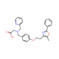 Cc1oc(-c2ccccc2)nc1CCOc1ccc(CN(CC(=O)O)Cc2ccccn2)cc1 ZINC000028949158