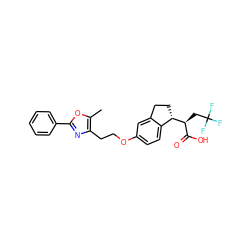 Cc1oc(-c2ccccc2)nc1CCOc1ccc2c(c1)CC[C@@H]2[C@@H](CC(F)(F)F)C(=O)O ZINC000028566324