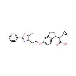 Cc1oc(-c2ccccc2)nc1CCOc1ccc2c(c1)CC[C@@H]2[C@H](C(=O)O)C1CC1 ZINC000028563633