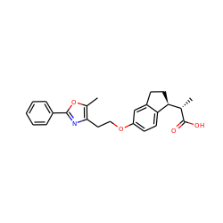 Cc1oc(-c2ccccc2)nc1CCOc1ccc2c(c1)CC[C@H]2[C@H](C)C(=O)O ZINC000028563388