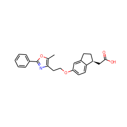 Cc1oc(-c2ccccc2)nc1CCOc1ccc2c(c1)CC[C@H]2CC(=O)O ZINC000028951917