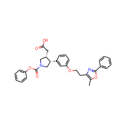 Cc1oc(-c2ccccc2)nc1CCOc1cccc([C@@H]2CN(C(=O)Oc3ccccc3)C[C@@H]2CC(=O)O)c1 ZINC000299859090