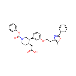 Cc1oc(-c2ccccc2)nc1CCOc1cccc([C@@H]2CN(C(=O)Oc3ccccc3)CC[C@@H]2CC(=O)O)c1 ZINC000029045526