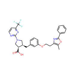 Cc1oc(-c2ccccc2)nc1CCOc1cccc(C[C@@H]2CN(c3nccc(C(F)(F)F)n3)C[C@@H]2C(=O)O)c1 ZINC000200608568