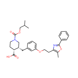 Cc1oc(-c2ccccc2)nc1CCOc1cccc(C[C@H]2CN(C(=O)OCC(C)C)CC[C@H]2C(=O)O)c1 ZINC000029045671