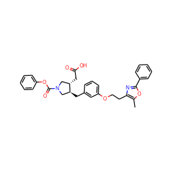 Cc1oc(-c2ccccc2)nc1CCOc1cccc(C[C@H]2CN(C(=O)Oc3ccccc3)C[C@@H]2CC(=O)O)c1 ZINC000200607769