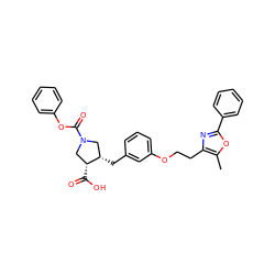 Cc1oc(-c2ccccc2)nc1CCOc1cccc(C[C@H]2CN(C(=O)Oc3ccccc3)C[C@H]2C(=O)O)c1 ZINC000200621582