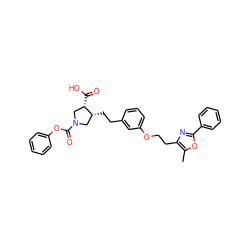 Cc1oc(-c2ccccc2)nc1CCOc1cccc(CC[C@@H]2CN(C(=O)Oc3ccccc3)C[C@@H]2C(=O)O)c1 ZINC000137985357