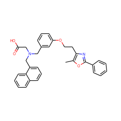 Cc1oc(-c2ccccc2)nc1CCOc1cccc(CN(CC(=O)O)Cc2cccc3ccccc23)c1 ZINC000028949118