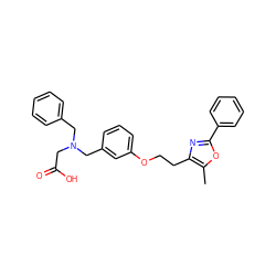 Cc1oc(-c2ccccc2)nc1CCOc1cccc(CN(CC(=O)O)Cc2ccccc2)c1 ZINC000028949095