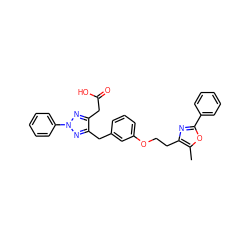 Cc1oc(-c2ccccc2)nc1CCOc1cccc(Cc2nn(-c3ccccc3)nc2CC(=O)O)c1 ZINC000039040546