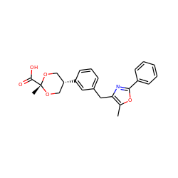 Cc1oc(-c2ccccc2)nc1Cc1cccc([C@H]2CO[C@@](C)(C(=O)O)OC2)c1 ZINC000261112069