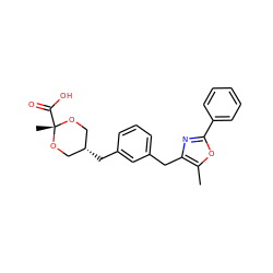 Cc1oc(-c2ccccc2)nc1Cc1cccc(C[C@H]2CO[C@@](C)(C(=O)O)OC2)c1 ZINC000253667835