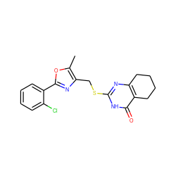 Cc1oc(-c2ccccc2Cl)nc1CSc1nc2c(c(=O)[nH]1)CCCC2 ZINC000017888251