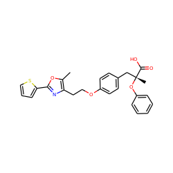 Cc1oc(-c2cccs2)nc1CCOc1ccc(C[C@@](C)(Oc2ccccc2)C(=O)O)cc1 ZINC000012358526