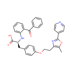 Cc1oc(-c2ccncc2)nc1CCOc1ccc(C[C@H](Nc2ccccc2C(=O)c2ccccc2)C(=O)O)cc1 ZINC000003832279