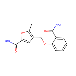 Cc1oc(C(N)=O)cc1COc1ccccc1C(N)=O ZINC000000342017