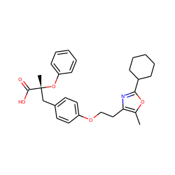 Cc1oc(C2CCCCC2)nc1CCOc1ccc(C[C@@](C)(Oc2ccccc2)C(=O)O)cc1 ZINC000012358527