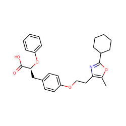 Cc1oc(C2CCCCC2)nc1CCOc1ccc(C[C@H](Oc2ccccc2)C(=O)O)cc1 ZINC000103204555