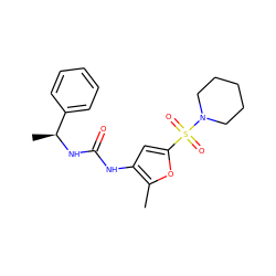 Cc1oc(S(=O)(=O)N2CCCCC2)cc1NC(=O)N[C@@H](C)c1ccccc1 ZINC000040874951