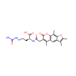 Cc1oc2c(C)c3oc(=O)c(CC(=O)N[C@@H](CCCNC([NH])=O)C(=O)O)c(C)c3cc2c1C ZINC000082056208