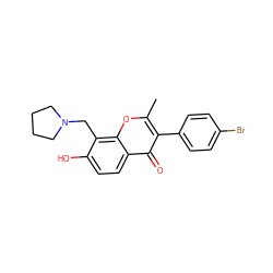 Cc1oc2c(CN3CCCC3)c(O)ccc2c(=O)c1-c1ccc(Br)cc1 ZINC000005194613