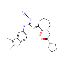 Cc1oc2ccc(N/C(=N\C#N)N[C@H]3CCCCN(CC(=O)N4CCCC4)C3=O)cc2c1C ZINC000043012635